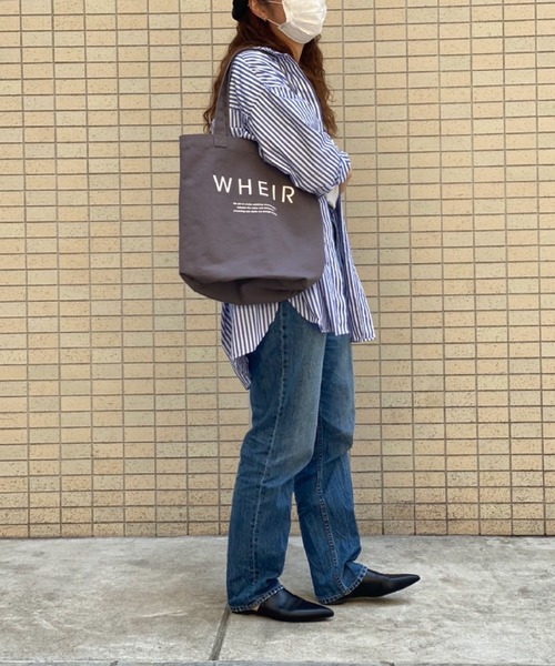 WHEIR（ウェア）の「WHEIR キャンバストートバッグ（トートバッグ・レディース・ホワイト/ブラック/ベージュ/グレー/ライトベージュ・FREE）」の22枚目の写真