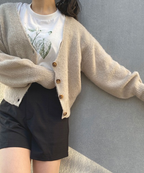179/WG（イチナナキュウダブルジー）の「シャギーニット2WAYトップス（カーディガン/ボレロ・レディース・グリーン/グレー/オレンジ・FREE）」の18枚目の写真