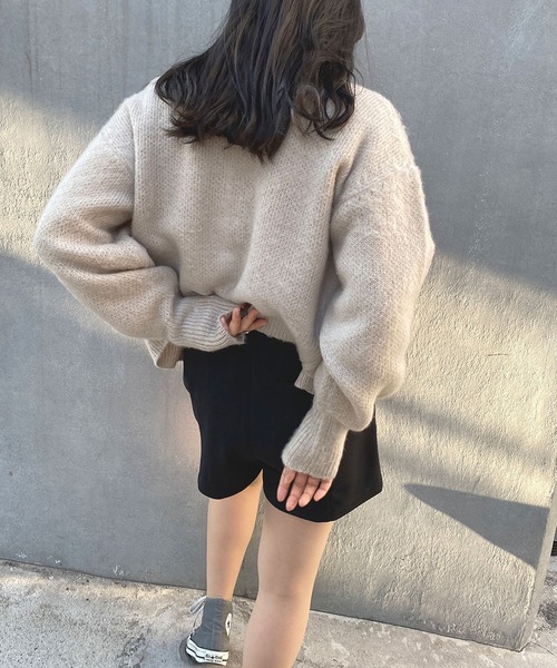 179/WG（イチナナキュウダブルジー）の「シャギーニット2WAYトップス（カーディガン/ボレロ・レディース・グリーン/グレー/オレンジ・FREE）」の19枚目の写真