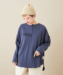 CUBE SUGAR（キューブシュガー）の「空紡糸天竺ピグメントリメイク風切替ロゴTシャツ（Tシャツ/カットソー）」