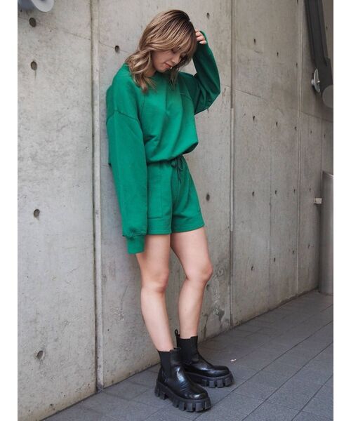 EVRIS（エヴリス）の「スウェットショートパンツ【セットアップ着用可能】（スウェットパンツ・レディース・グリーン/アイボリー/ブラック・FREE）」の7枚目の写真