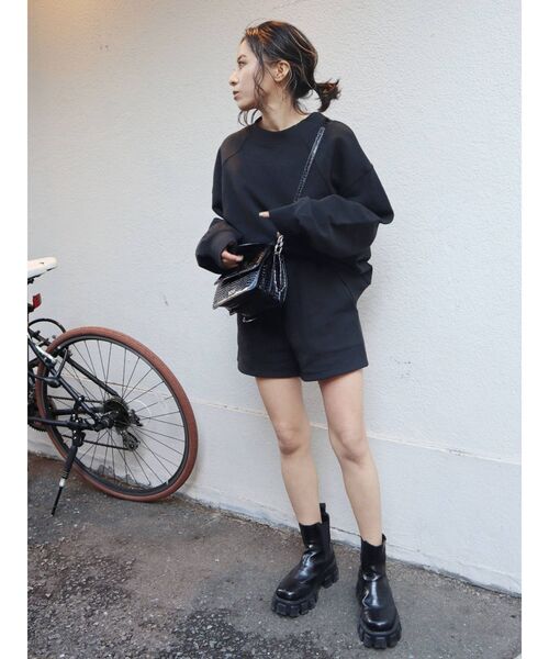 EVRIS（エヴリス）の「スウェットショートパンツ【セットアップ着用可能】（スウェットパンツ・レディース・グリーン/アイボリー/ブラック・FREE）」の16枚目の写真