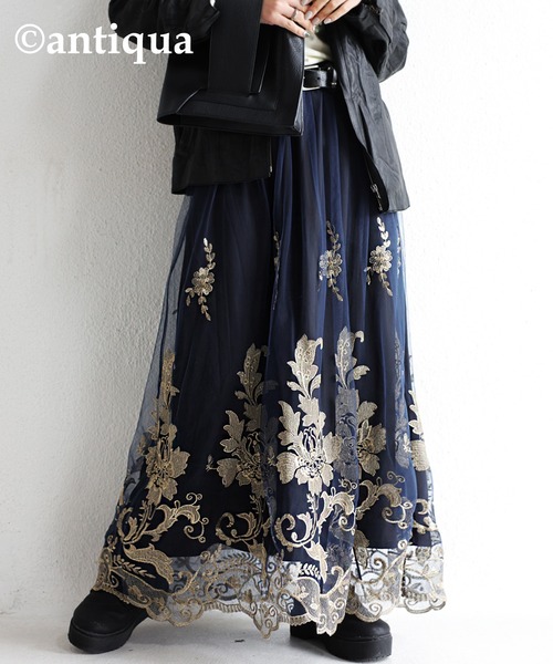 antiqua（アンティカ）の「チュールレーススカート（スカート・レディース・ネイビー・FREE）」の13枚目の写真