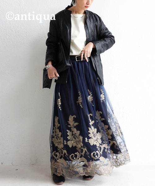 antiqua（アンティカ）の「チュールレーススカート（スカート・レディース・ネイビー・FREE）」の9枚目の写真