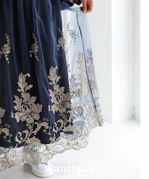 antiqua（アンティカ）の「チュールレーススカート（スカート・レディース・ネイビー・FREE）」の10枚目の写真