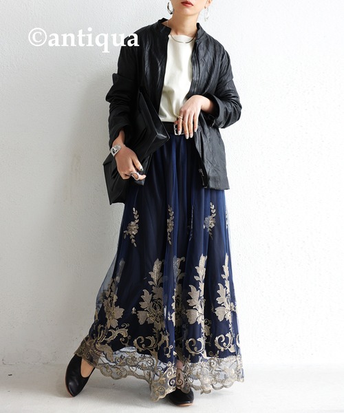 antiqua（アンティカ）の「チュールレーススカート（スカート・レディース・ネイビー・FREE）」の17枚目の写真