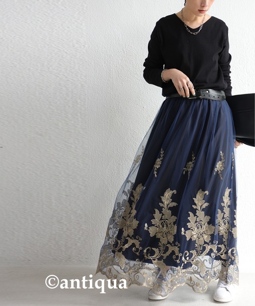 antiqua（アンティカ）の「チュールレーススカート（スカート・レディース・ネイビー・FREE）」の18枚目の写真