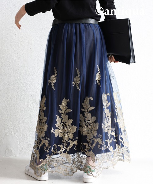 antiqua（アンティカ）の「チュールレーススカート（スカート・レディース・ネイビー・FREE）」の22枚目の写真