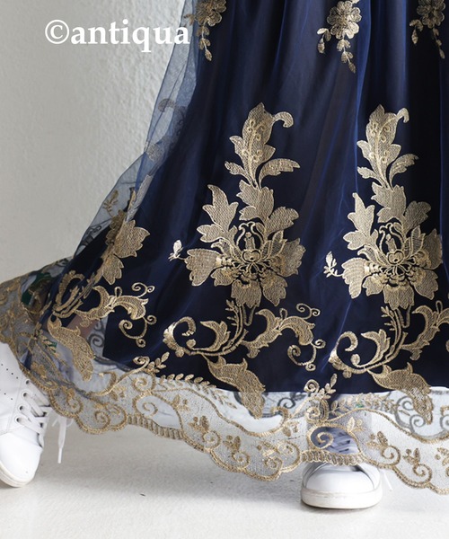 antiqua（アンティカ）の「チュールレーススカート（スカート・レディース・ネイビー・FREE）」の6枚目の写真