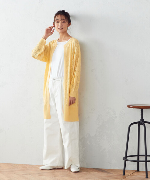 COMME CA ISM（コムサイズム）の「★ＴＶドラマ着用商品★  【サスティナブル】 リサイクルデニム　ワイドパンツ（デニムパンツ・レディース・ホワイト/インディゴブルー・MEDIUM/LARGE）」の4枚目の写真