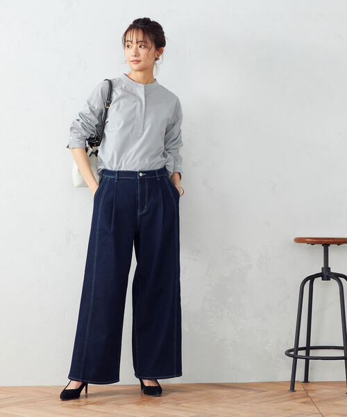 COMME CA ISM（コムサイズム）の「★ＴＶドラマ着用商品★  【サスティナブル】 リサイクルデニム　ワイドパンツ（デニムパンツ・レディース・ホワイト/インディゴブルー・MEDIUM/LARGE）」の5枚目の写真