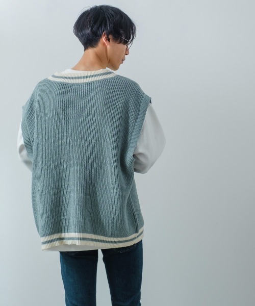 improves(インプローブス)の「【improves】畦編み オーバーサイズ チルデン ニットベスト(ベスト・メンズ・ホワイト/ブラック/ブルー/グリーン・MEDIUM/LARGE)」の17枚目の写真