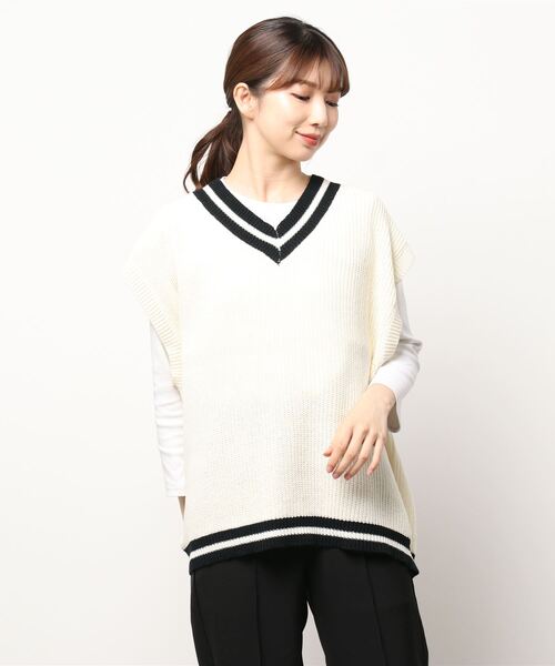 improves(インプローブス)の「【improves】畦編み オーバーサイズ チルデン ニットベスト(ベスト・メンズ・ホワイト/ブラック/ブルー/グリーン・MEDIUM/LARGE)」の19枚目の写真