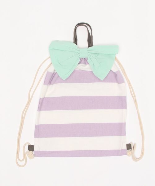 DONOBAN（ドノバン）の「◇キッズ◇ガールズリボン付きナップサック（エコバッグ/サブバッグ・キッズ・ラベンダー/ピンク/ミント/ベージュ・ONESIZE）」の4枚目の写真