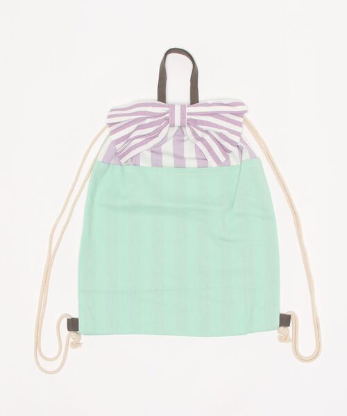 DONOBAN（ドノバン）の「◇キッズ◇ガールズリボン付きナップサック（エコバッグ/サブバッグ・キッズ・ラベンダー/ピンク/ミント/ベージュ・ONESIZE）」の3枚目の写真