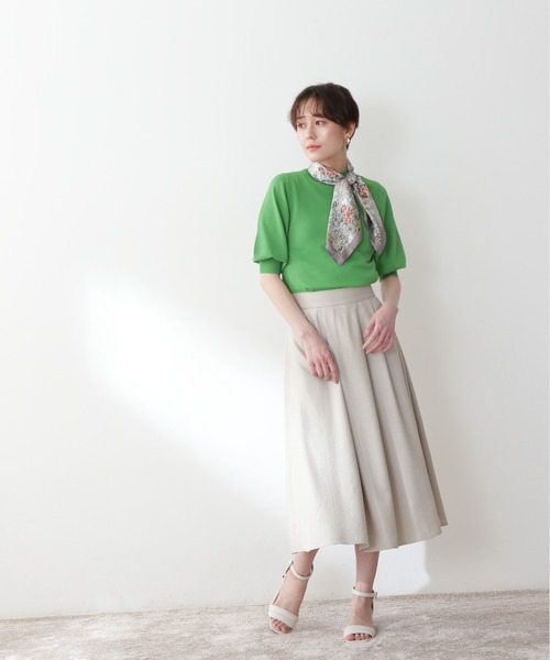 N.（N. Natural Beauty Basic）（エヌエヌナチュラルビューティーベーシック）の「ヴィンテージライクフラワースカーフ（ストール/ショール・レディース・グレー/オレンジ・ﾌﾘ-）」の11枚目の写真