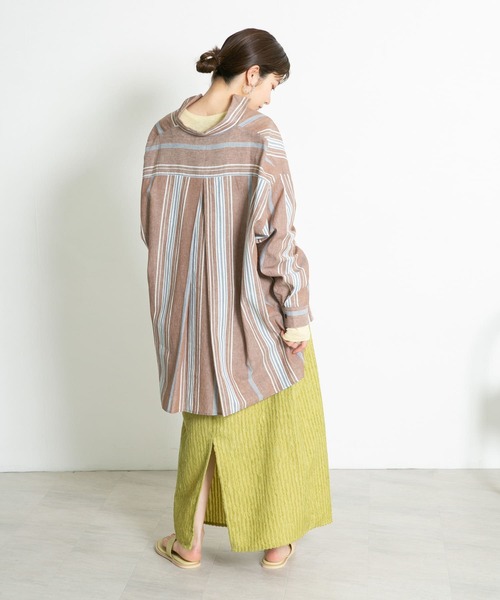 KBF（ケイビーエフ）の「マルチストライプBIGBIGシャツ（シャツ/ブラウス・レディース・ラベンダー/ライトブルー/ブラウン・ONE）」の14枚目の写真