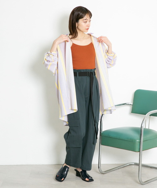 KBF（ケイビーエフ）の「マルチストライプBIGBIGシャツ（シャツ/ブラウス・レディース・ラベンダー/ライトブルー/ブラウン・ONE）」の22枚目の写真