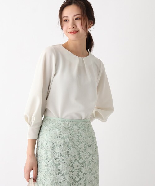 index（インデックス）の「◆ブライトリップルハートタックスリーブトップス【WEB限定サイズ】（Tシャツ/カットソー・レディース・グリーン系/ベージュ/ネイビー/ホワイト系・36/40/38/42）」の2枚目の写真