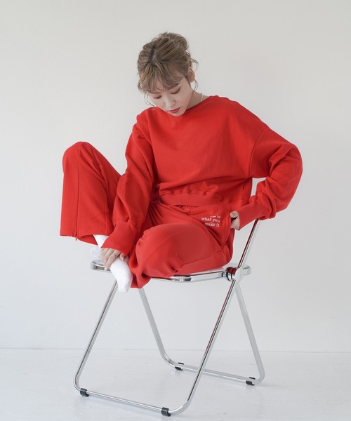 Lull（ルル）の「【Lull / ルル】2way裏毛スウェットフレアパンツ（スウェットパンツ・レディース・ブラック/ライム/杢グレー/レッド/ブルー・ONESIZE）」の5枚目の写真