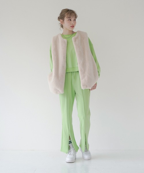 Lull（ルル）の「【Lull / ルル】2way裏毛スウェットフレアパンツ（スウェットパンツ・レディース・ブラック/ライム/杢グレー/レッド/ブルー・ONESIZE）」の12枚目の写真