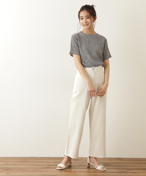 N.(N. Natural Beauty Basic)(エヌエヌナチュラルビューティーベーシック)の「◆ギンガムチェックTシャツ(Tシャツ/カットソー・レディース・ブラック系その他/グリーン系その他・MEDIUM)」の9枚目の写真