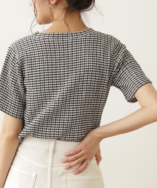 N.(N. Natural Beauty Basic)(エヌエヌナチュラルビューティーベーシック)の「◆ギンガムチェックTシャツ(Tシャツ/カットソー・レディース・ブラック系その他/グリーン系その他・MEDIUM)」の8枚目の写真