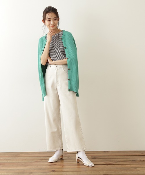 N.(N. Natural Beauty Basic)(エヌエヌナチュラルビューティーベーシック)の「◆ギンガムチェックTシャツ(Tシャツ/カットソー・レディース・ブラック系その他/グリーン系その他・MEDIUM)」の6枚目の写真