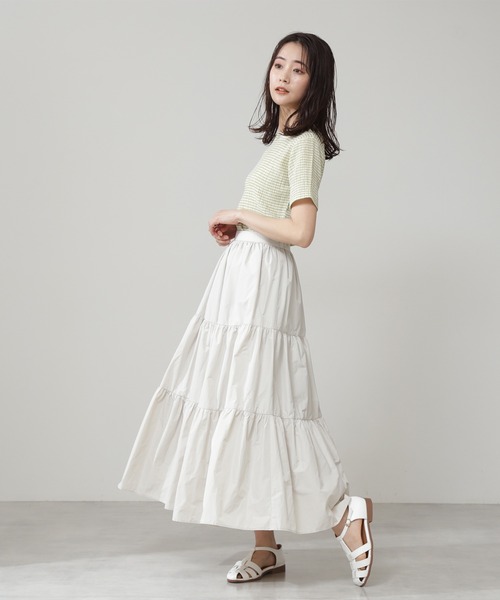 N.(N. Natural Beauty Basic)(エヌエヌナチュラルビューティーベーシック)の「◆ギンガムチェックTシャツ(Tシャツ/カットソー・レディース・ブラック系その他/グリーン系その他・MEDIUM)」の5枚目の写真