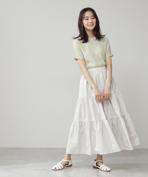 N.(N. Natural Beauty Basic)(エヌエヌナチュラルビューティーベーシック)の「◆ギンガムチェックTシャツ(Tシャツ/カットソー・レディース・ブラック系その他/グリーン系その他・MEDIUM)」の7枚目の写真