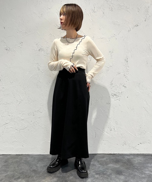 apres jour mignon（アプレジュールミニョン）の「メロー配色トップス【ZOZOTOWN限定アイテム】（Tシャツ/カットソー・レディース・グリーン/アイボリー/ブラック/オレンジ・X-LARGE/フリー）」の13枚目の写真