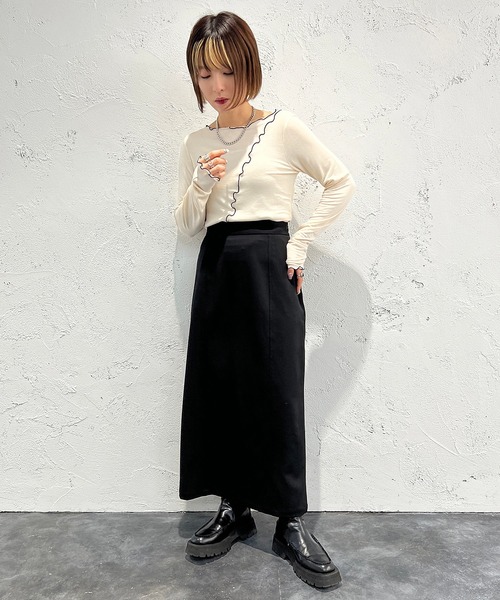 apres jour mignon（アプレジュールミニョン）の「メロー配色トップス【ZOZOTOWN限定アイテム】（Tシャツ/カットソー・レディース・グリーン/アイボリー/ブラック/オレンジ・X-LARGE/フリー）」の14枚目の写真