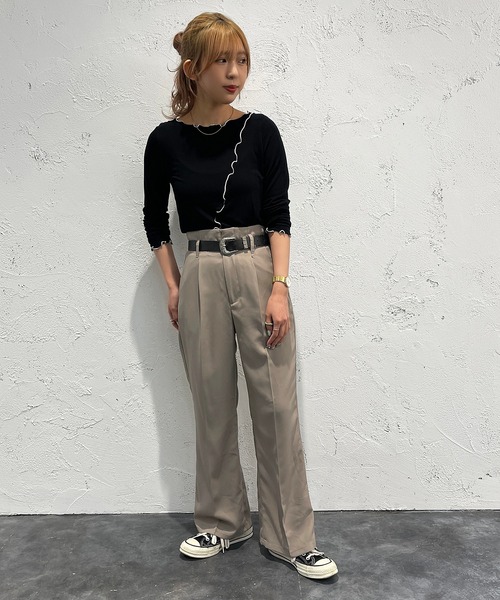 apres jour mignon（アプレジュールミニョン）の「メロー配色トップス【ZOZOTOWN限定アイテム】（Tシャツ/カットソー・レディース・グリーン/アイボリー/ブラック/オレンジ・X-LARGE/フリー）」の19枚目の写真