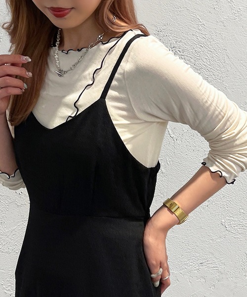 apres jour mignon（アプレジュールミニョン）の「メロー配色トップス【ZOZOTOWN限定アイテム】（Tシャツ/カットソー・レディース・グリーン/アイボリー/ブラック/オレンジ・X-LARGE/フリー）」の5枚目の写真