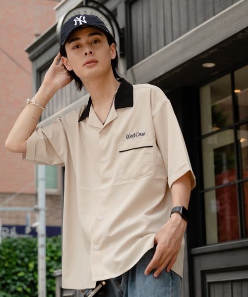 Blue Standard （ブルースタンダード）の「【BLUE STANDARD/ブルースタンダード】さらさらのびのび快適ファンクション 吸水速乾姓ドライ　2WAYストレッチ　UVカット　オープンカラーシャツ（シャツ/ブラウス・メンズ・チャコールグレー/ブラック/グリーン/ネイビー/ベージュ/ライトベージュ・MEDIUM/LARGE/X-LARGE）」の4枚目の写真