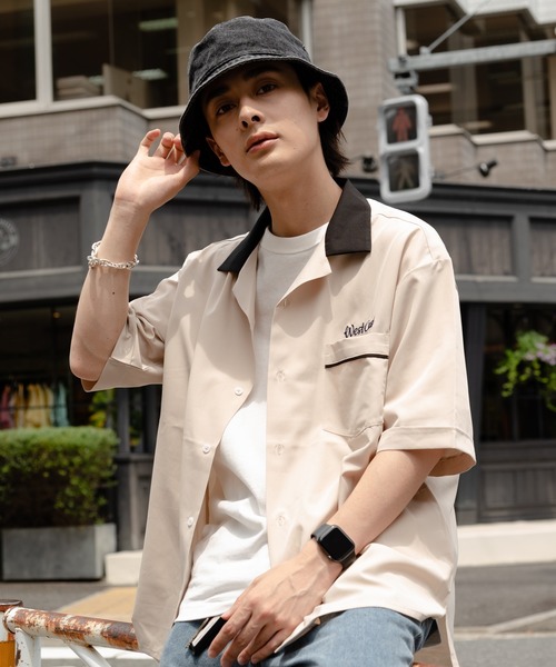 Blue Standard （ブルースタンダード）の「【BLUE STANDARD/ブルースタンダード】さらさらのびのび快適ファンクション 吸水速乾姓ドライ　2WAYストレッチ　UVカット　オープンカラーシャツ（シャツ/ブラウス・メンズ・チャコールグレー/ブラック/グリーン/ネイビー/ベージュ/ライトベージュ・MEDIUM/LARGE/X-LARGE）」の12枚目の写真