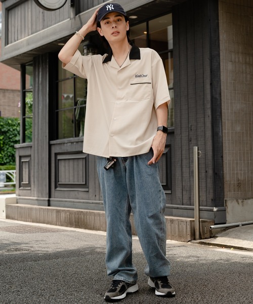 Blue Standard （ブルースタンダード）の「【BLUE STANDARD/ブルースタンダード】さらさらのびのび快適ファンクション 吸水速乾姓ドライ　2WAYストレッチ　UVカット　オープンカラーシャツ（シャツ/ブラウス・メンズ・チャコールグレー/ブラック/グリーン/ネイビー/ベージュ/ライトベージュ・MEDIUM/LARGE/X-LARGE）」の7枚目の写真