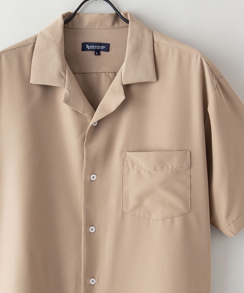 Blue Standard （ブルースタンダード）の「【BLUE STANDARD/ブルースタンダード】さらさらのびのび快適ファンクション 吸水速乾姓ドライ　2WAYストレッチ　UVカット　オープンカラーシャツ（シャツ/ブラウス・メンズ・チャコールグレー/ブラック/グリーン/ネイビー/ベージュ/ライトベージュ・MEDIUM/LARGE/X-LARGE）」の17枚目の写真