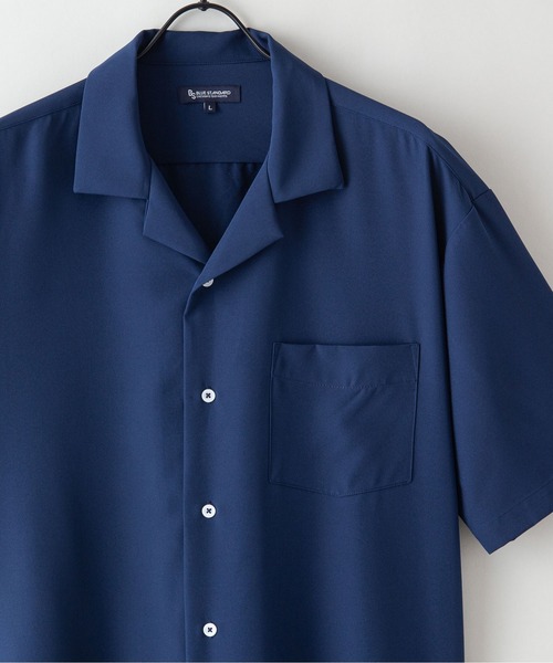 Blue Standard （ブルースタンダード）の「【BLUE STANDARD/ブルースタンダード】さらさらのびのび快適ファンクション 吸水速乾姓ドライ　2WAYストレッチ　UVカット　オープンカラーシャツ（シャツ/ブラウス・メンズ・チャコールグレー/ブラック/グリーン/ネイビー/ベージュ/ライトベージュ・MEDIUM/LARGE/X-LARGE）」の20枚目の写真