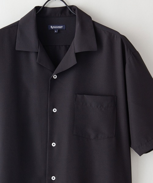 Blue Standard （ブルースタンダード）の「【BLUE STANDARD/ブルースタンダード】さらさらのびのび快適ファンクション 吸水速乾姓ドライ　2WAYストレッチ　UVカット　オープンカラーシャツ（シャツ/ブラウス・メンズ・チャコールグレー/ブラック/グリーン/ネイビー/ベージュ/ライトベージュ・MEDIUM/LARGE/X-LARGE）」の15枚目の写真