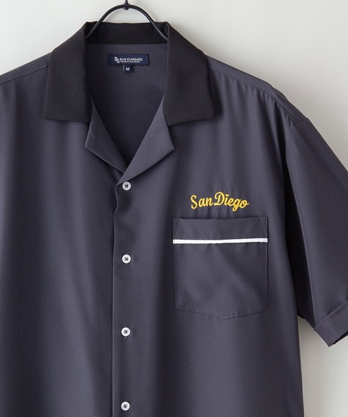 Blue Standard （ブルースタンダード）の「【BLUE STANDARD/ブルースタンダード】さらさらのびのび快適ファンクション 吸水速乾姓ドライ　2WAYストレッチ　UVカット　オープンカラーシャツ（シャツ/ブラウス・メンズ・チャコールグレー/ブラック/グリーン/ネイビー/ベージュ/ライトベージュ・MEDIUM/LARGE/X-LARGE）」の16枚目の写真