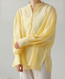 シアーギャザーカラーブラウス