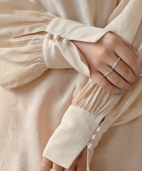 Bab（バブ）の「シアーギャザーカラーブラウス（シャツ/ブラウス・レディース・ブラック/ベージュ/ピンク/イエロー/グリーン・M）」の14枚目の写真