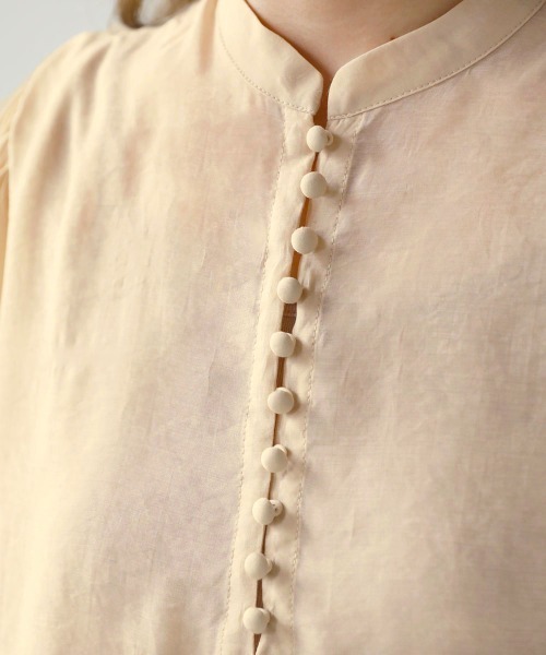 Bab（バブ）の「シアーギャザーカラーブラウス（シャツ/ブラウス・レディース・ブラック/ベージュ/ピンク/イエロー/グリーン・M）」の15枚目の写真