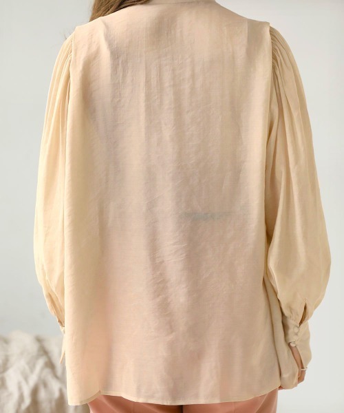 Bab（バブ）の「シアーギャザーカラーブラウス（シャツ/ブラウス・レディース・ブラック/ベージュ/ピンク/イエロー/グリーン・M）」の17枚目の写真