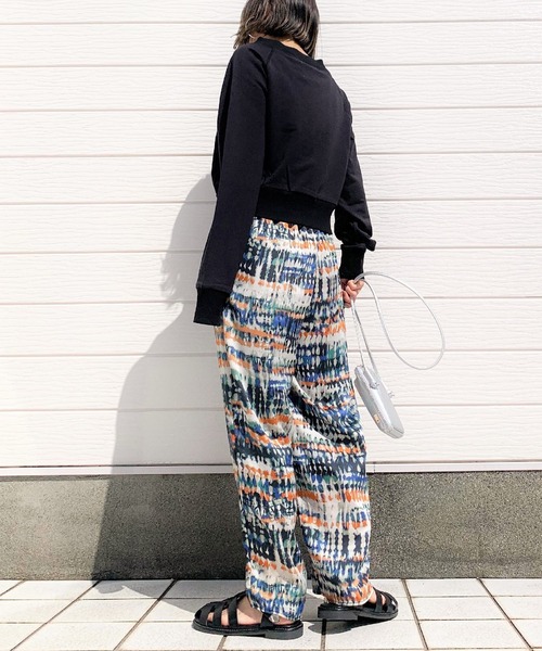 Q(キュー)の「プリントリラックスパンツ(その他パンツ・レディース・ブラック系その他/ブルー系その他・MEDIUM)」の11枚目の写真