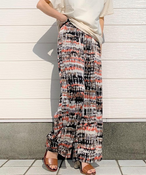 Q(キュー)の「プリントリラックスパンツ(その他パンツ・レディース・ブラック系その他/ブルー系その他・MEDIUM)」の4枚目の写真