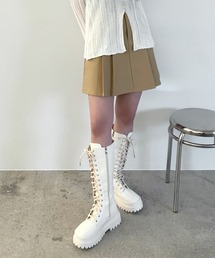 FOLLOWIN | 厚底オーバーソールレースアップロングブーツ(ブーツ)