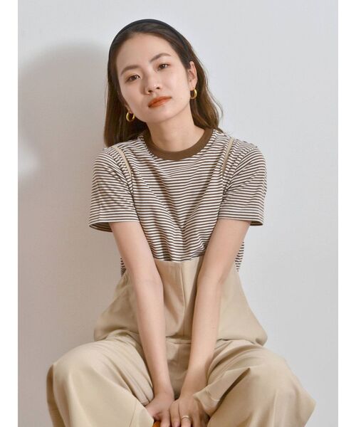Ungrid（アングリッド）の「【WEB限定】コンパクトボーダーTee（Tシャツ/カットソー・レディース・ブラウン/レッド/ピンク/イエロー/ブルー/グリーン・FREE）」の2枚目の写真