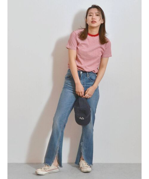 Ungrid（アングリッド）の「【WEB限定】コンパクトボーダーTee（Tシャツ/カットソー・レディース・ブラウン/レッド/ピンク/イエロー/ブルー/グリーン・FREE）」の13枚目の写真